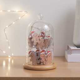 Glass Dome with Gingerbread LED String Lights - thumbnail 2