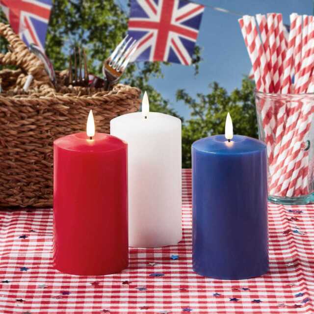TruGlow® Red, White & Blue LED Pillar Candle Trio with Remote Control - image 1