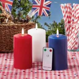 TruGlow® Red, White & Blue LED Pillar Candle Trio with Remote Control - thumbnail 2