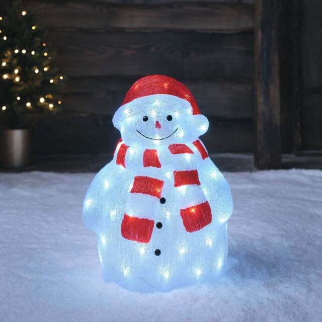 46.5cm Snowman with Hat and Scarf LED 3D Acrylic Figure - image 1