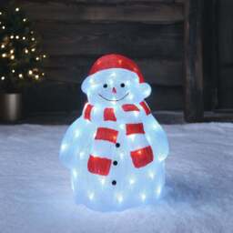 46.5cm Snowman with Hat and Scarf LED 3D Acrylic Figure - thumbnail 1