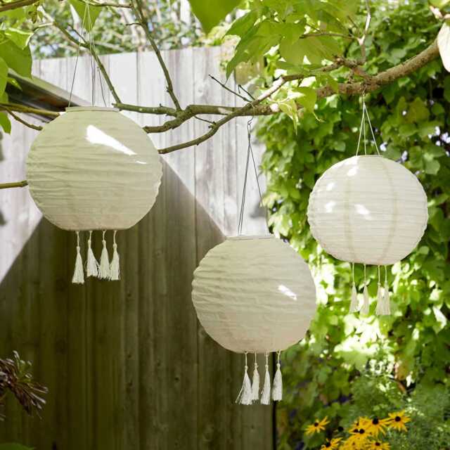 3 Lucena Cream Tassel Solar Lanterns - image 1