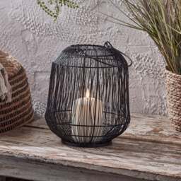 Antonio Large Black Garden Lantern with TruGlow® Candle - thumbnail 1