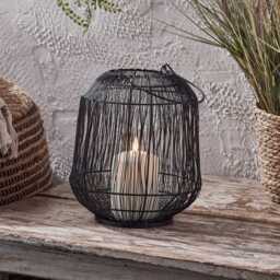 Antonio Large Black Garden Lantern with TruGlow® Candle - thumbnail 1