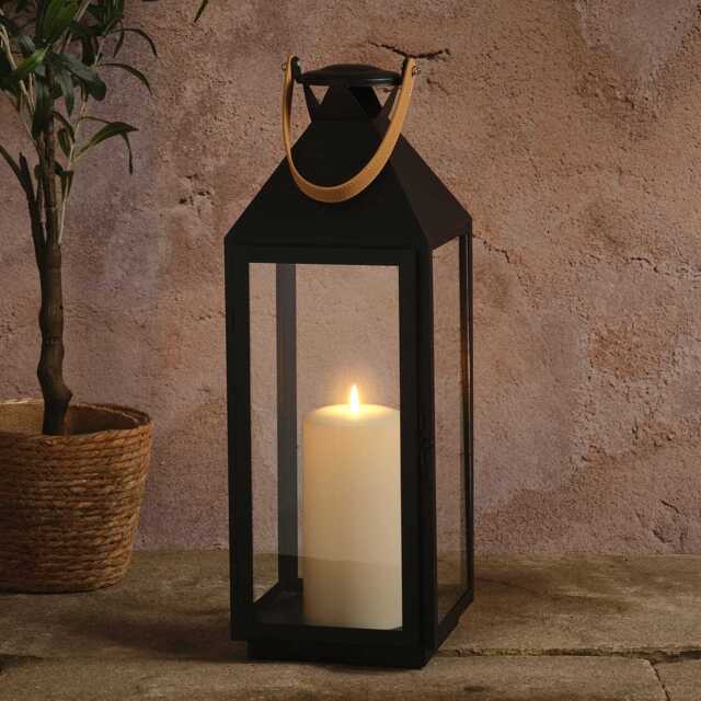 Brixham Large Leather Effect Handle Lantern with TruGlow® Candle and Remote Control - image 1