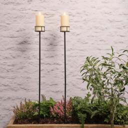 Set of 2 Adjustable Outdoor Candle Stakes with TruGlow® Pillar Candles - thumbnail 1