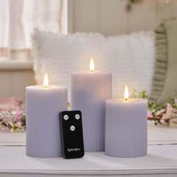 TruGlow® Lilac Ribbed LED Pillar Candle Trio with Remote Control - thumbnail 2