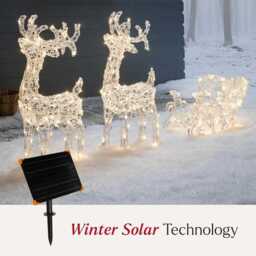 Solar Powered Swinsty Dual Colour LED Light Up Reindeer & Sleigh Christmas Figure - thumbnail 2