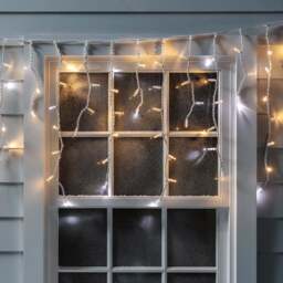 Pro Connect 2m 100 Warm White Sparkling Connectable Icicle Lights White Cable - thumbnail 2