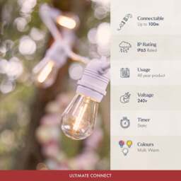 Ultimate Connect Warm White Festoon Lights White Cable - thumbnail 2