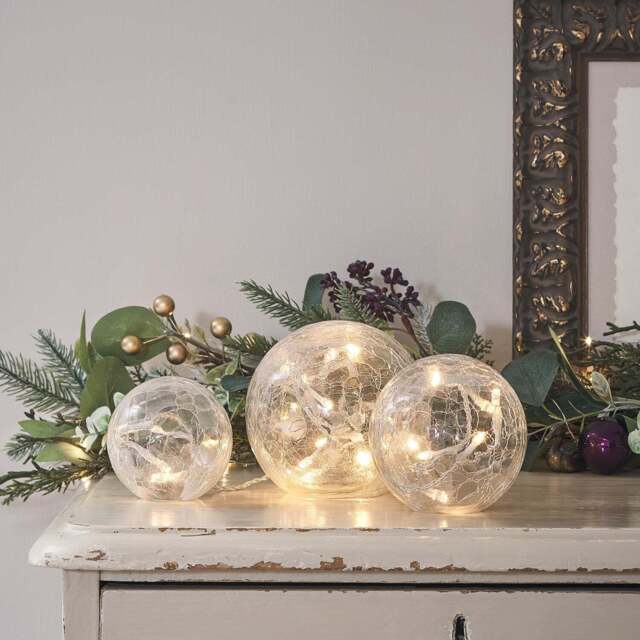 3 Clear Glass Fairy Light Orbs - image 1