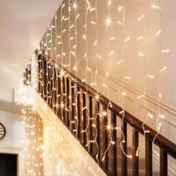 Core Connect 2m x 2m 192 Warm White Connectable Curtain Lights Clear Cable - thumbnail 1
