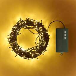 200 Warm White LED Outdoor Battery Fairy Lights On Green Cable - thumbnail 2