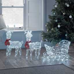 68cm Reindeer & Sleigh Battery Christmas Figure - thumbnail 2