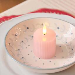 6 TruGlow® Blush Pink Ribbed LED Votive Candles with Remote Control - thumbnail 2