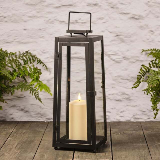 Large Porto Solar Metal Lantern with TruGlow® Candle - image 1