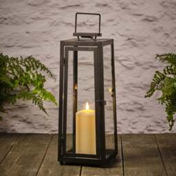 Large Porto Solar Metal Lantern with TruGlow® Candle - thumbnail 2