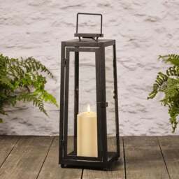 Large Porto Solar Metal Lantern with TruGlow® Candle - thumbnail 1