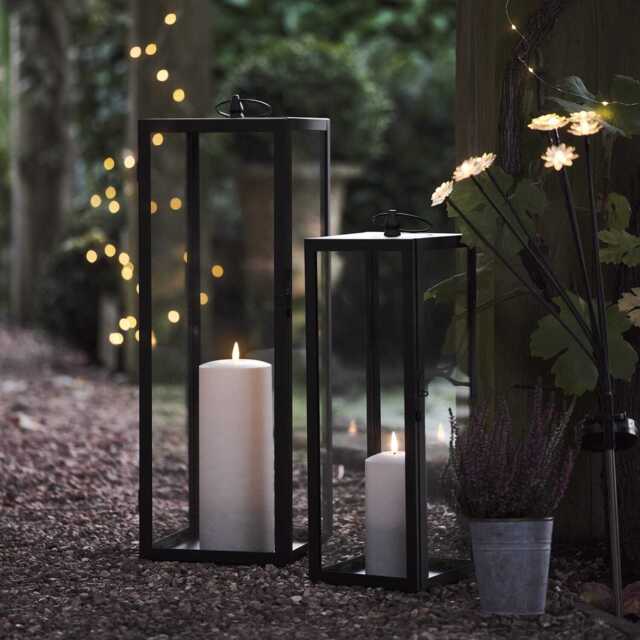 Bowen Black Garden Lantern Duo with TruGlow® Candles - image 1