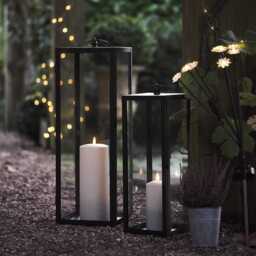 Bowen Black Garden Lantern Duo with TruGlow® Candles