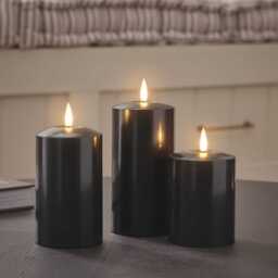 TruGlow® Black LED Pillar Candle Trio - thumbnail 1