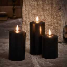 TruGlow® Black LED Pillar Candle Trio - thumbnail 2