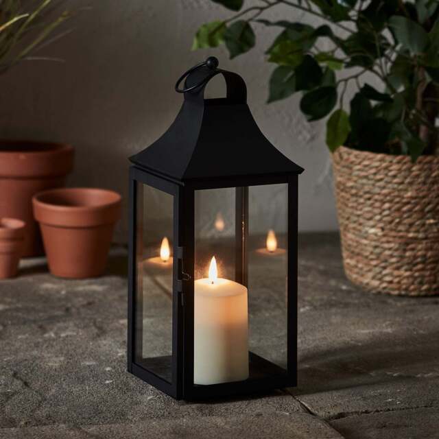 34cm Albury Black Garden Lantern with TruGlow® Candle - image 1