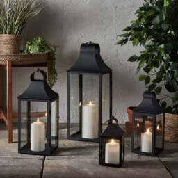 34cm Albury Black Garden Lantern with TruGlow® Candle - thumbnail 2