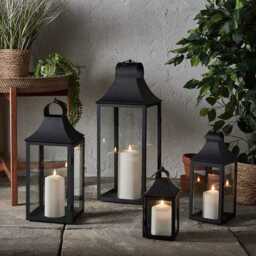34cm Albury Black Garden Lantern with TruGlow® Candle - thumbnail 2