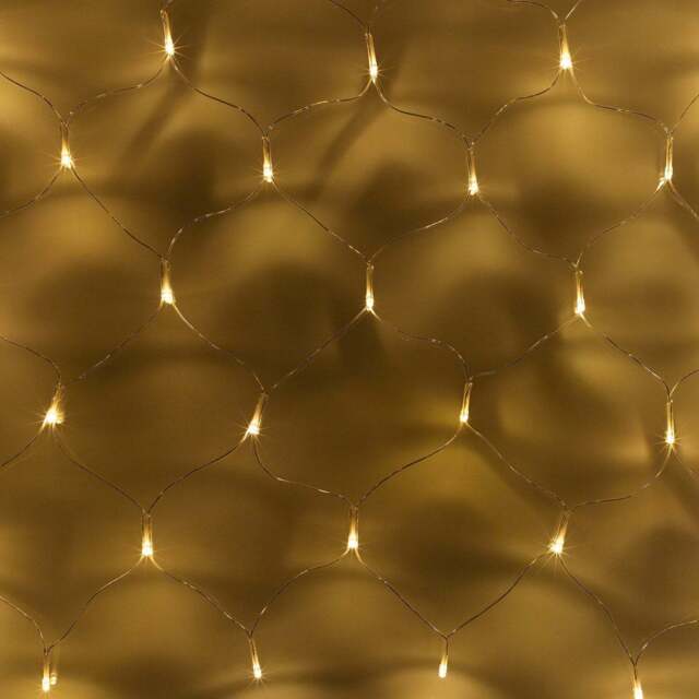 100 Warm White LED Solar Net Light Clear Cable - image 1