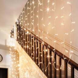 Core Connect 4m x 3m 576 Warm White Connectable Curtain Lights Clear Cable - thumbnail 1