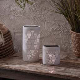 Ceramic Cut Out Solar Lantern Duo - thumbnail 1