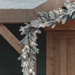 2.5m Pre Lit Outdoor Snowy Christmas Garland - thumbnail 2