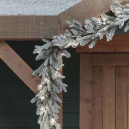 2.5m Pre Lit Outdoor Snowy Christmas Garland - thumbnail 2