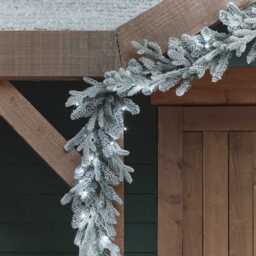 2.5m Pre Lit Outdoor Snowy Christmas Garland - thumbnail 1