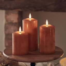 TruGlow® Mottled Orange LED Autumn Candle Trio With Remote Control - thumbnail 2