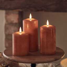 TruGlow® Mottled Orange LED Autumn Candle Trio With Remote Control - thumbnail 2