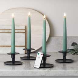 4 TruGlow® Eucalyptus Green Remote Controlled LED Taper Candles - thumbnail 2