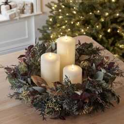 60cm Pre Lit Autumn & Christmas Wreath & TruGlow® LED Candle Bundle - thumbnail 2