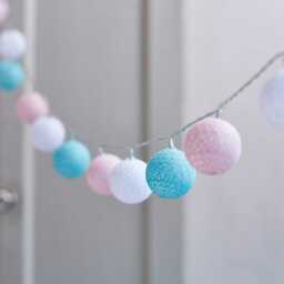 20 Pastel Cotton Ball Fairy Lights - thumbnail 2