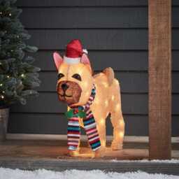 55cm French Bulldog Christmas Figure - thumbnail 1