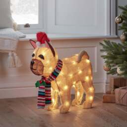 55cm French Bulldog Christmas Figure - thumbnail 2