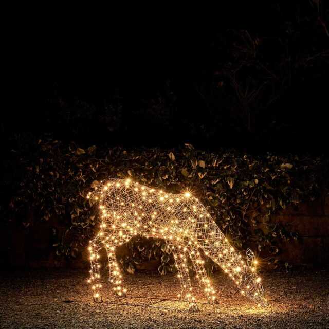 1m Solar Powered Studley Rattan Doe Dual Colour LED Light Up Reindeer - image 1