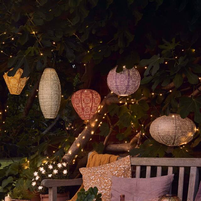 Set of 5 Tyvek Moroccan Hanging Solar Lanterns - image 1