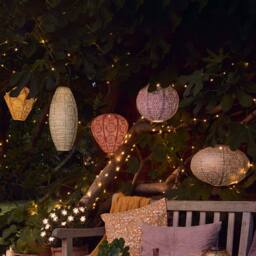 Set of 5 Tyvek Moroccan Hanging Solar Lanterns - thumbnail 1