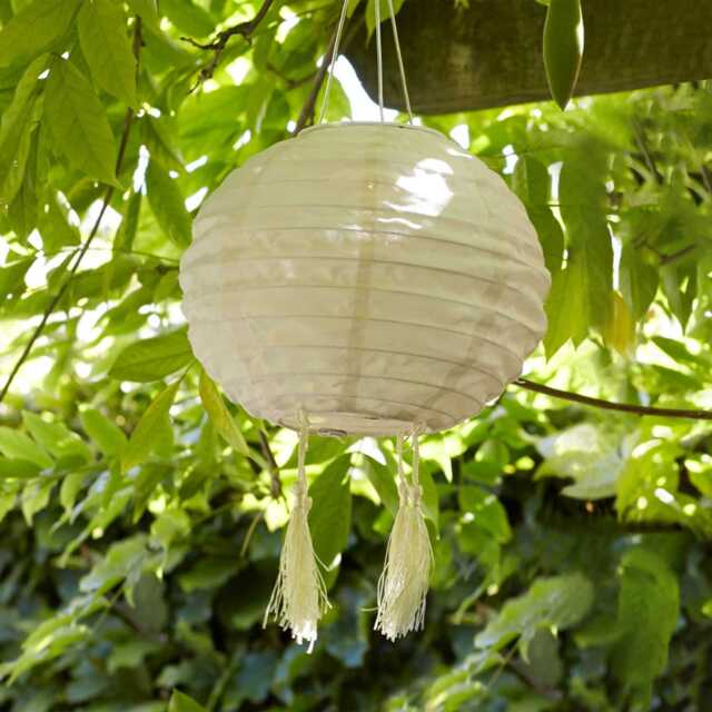 20cm Cream Lucena Tassel Solar Lantern - image 1