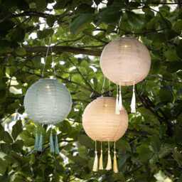 20cm Cream Lucena Tassel Solar Lantern - thumbnail 2