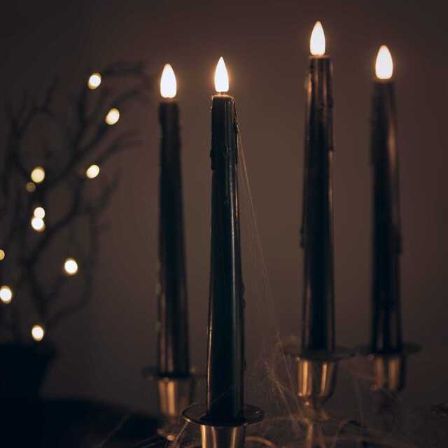 4 TruGlow® Black Dripping Wax LED Taper Candles With Remote Control - image 1