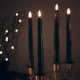 4 TruGlow® Black Dripping Wax LED Taper Candles With Remote Control