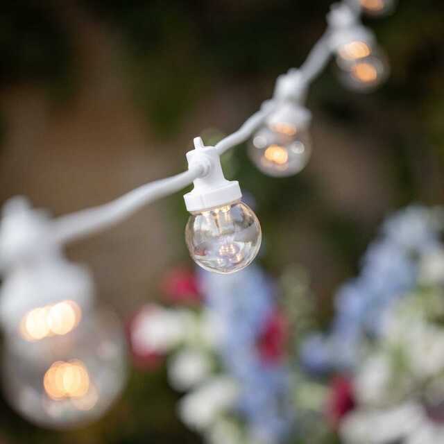 Pro Connect 15m 30 Warm White Connectable Festoon Lights Clear Cap White Cable - image 1